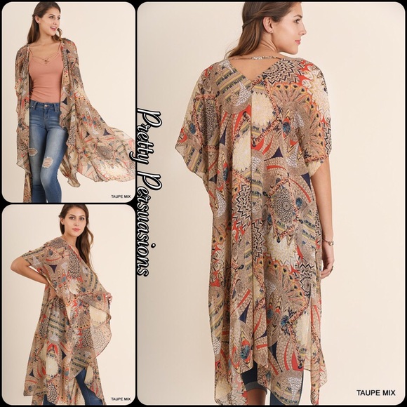 ❤️ Vintage Print Long Layering Boho Kimono Cardigan - Picture 7 of 7